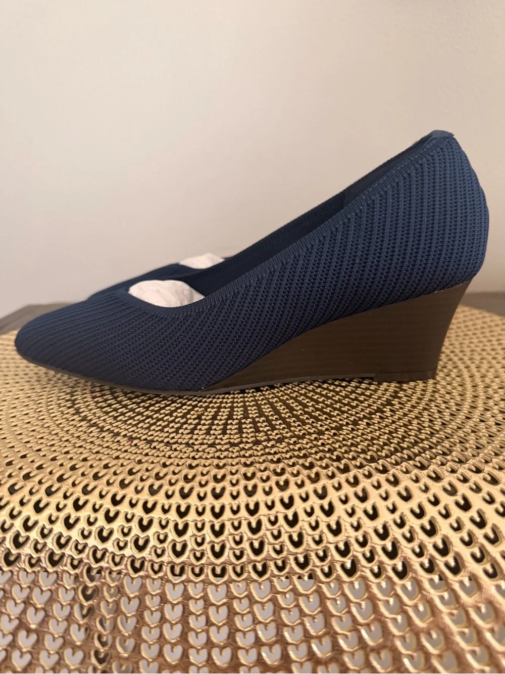 Arromic Knit Wedge Pump in Navy - Women's Comfortable Dress Wedge Size 8W